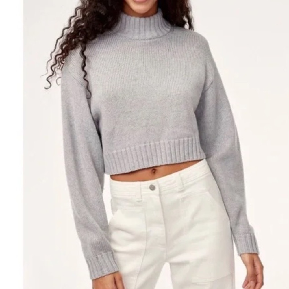 Aritzia Sunday Best Organic Cotton Cashmere Cropped Sweater Size XS Oversized